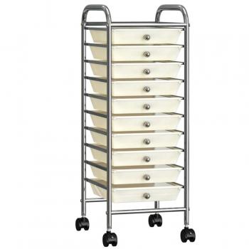Carrito de almacenaje portátil 10 cajones plástico blanco