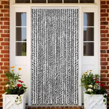 Cortina antimoscas chenilla gris blanco y negro 100x220 cm