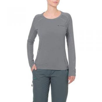 VAUDE Wo Signpost LS Camiseta de Manga Larga, Mujer, Gris/Grey/Melange, 42