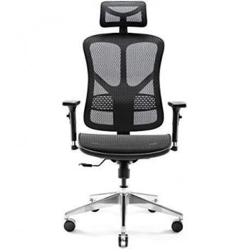 Diablo V-Basic Silla ergonómica de Escritorio reposabrazos Ajustables reposacabezas 3D función de inclinación Malla selección de Color