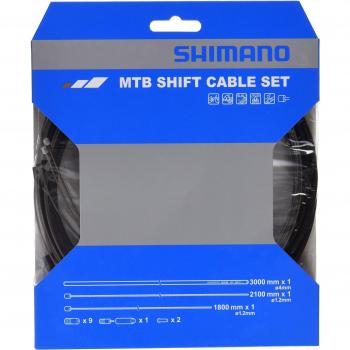 Shimano MTB Derailleur Cable Set - Stainless Steel, Black