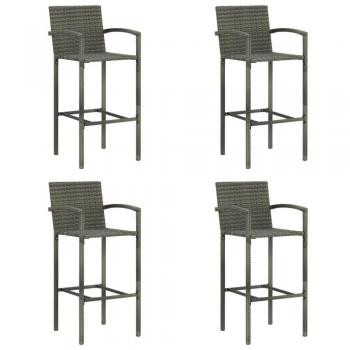 vidaXL Bar Stools 4 pcs Grey Poly Rattan