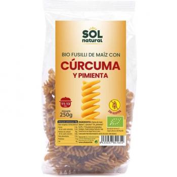 Fusilli de Maíz con Cúrcuma y Pimienta Sin Gluten Orgánico 250g Sol Natural