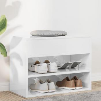Zapatero con Banco Blanco Pulido 60x30x45 cm en Aglomerado