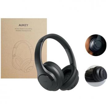 Aukey EP-N12 Auriculares Inalámbricos con ANC Híbrido, 40 Horas de Reproducción, Drivers de 40mm, Bluetooth 5.0, Carga USB-C - Negro