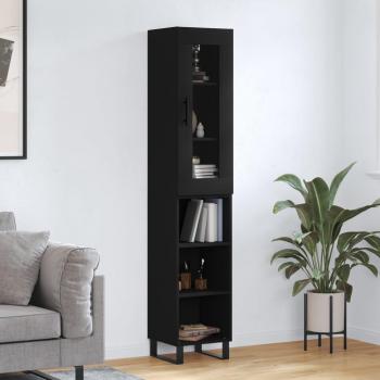 Aparador negro de madera multicapa 34,5x34x180 cm