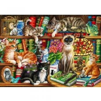 Puss In Books 1000 Piece Jigsaw Puzzle | Multi-Puzzle | Sustainable Puzzle for Adults | Premium 100% Recycled Board |  Great Gift for Adults | Gibsons Games