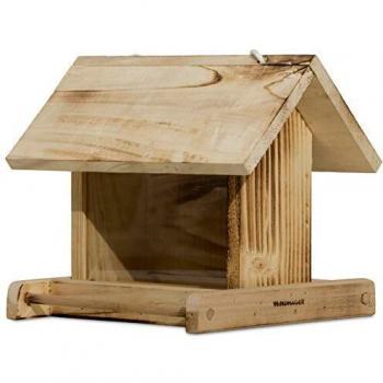 Comedero para Pájaros Garden - Silo de Alimento en Épicea Natural, Dispensador de Comida, 1 Unidad
