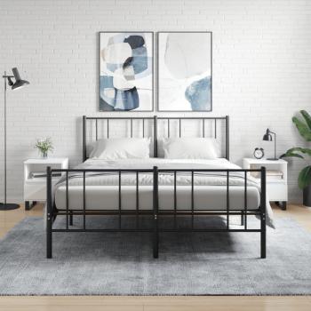 Mesita de Noche Blanca 2 piezas 40x35x50 cm madera multicapa
