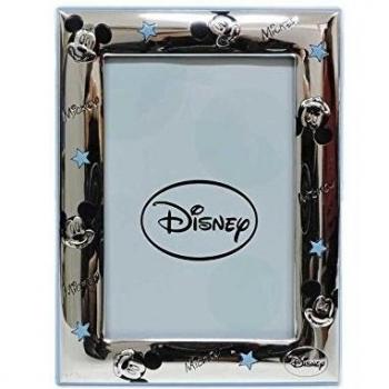 Disney Baby - Mickey Mouse - Marco de fotos decorativo - Ideal para mesitas de noche en habitaciones infantiles - Regalo para bautizos o cumpleaños - Plata