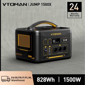 VTOMAN JUMP 1500X Portable Power Station 828Wh 1500W LiFePO4 Battery Solar Generator for Camping