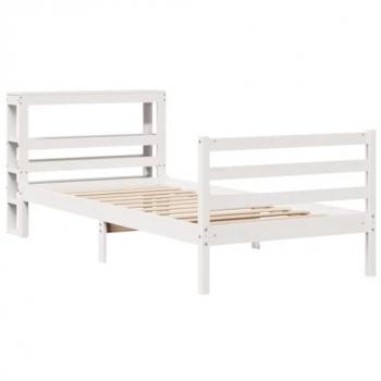 Cama sin colchón blanca 90x200 cm madera maciza de pino