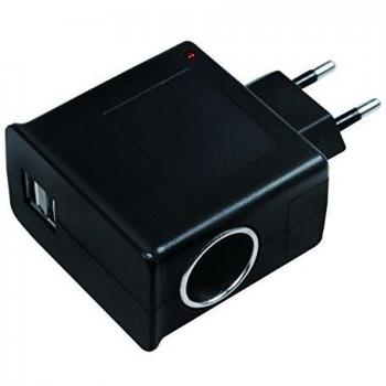 Cargador LogiLink PA0046 AC/DC con toma de encendedor de cigarrillos y 2 puertos USB, Negro