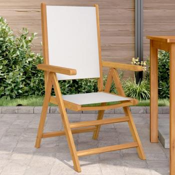 Sillas de jardín 2 piezas madera maciza Acacia y tela crema blanco