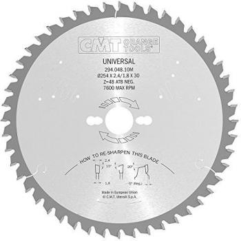 Sierra Circular Industrial CMT 254x2.4x30 Z48 ATB -5° Negativa