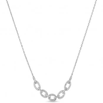 Collar de plata Itemporality SNL-101-152-UU con eslabones grandes y circonitas blancas en la parte central