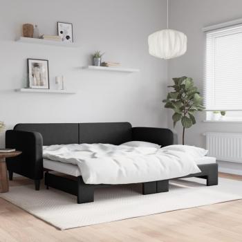 Sofá cama nido tela negro 100x200 cm Vidaxl