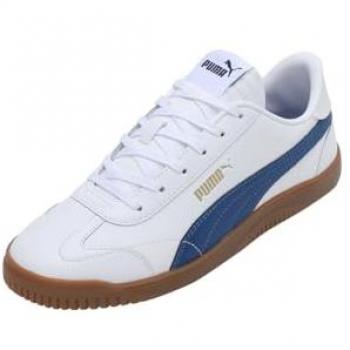 Zapatillas Puma Club 5v5 Unisex 42.5 Blancas con Detalles en Azul y Dorado, Planas, de Cordones, Casual y Deportivo