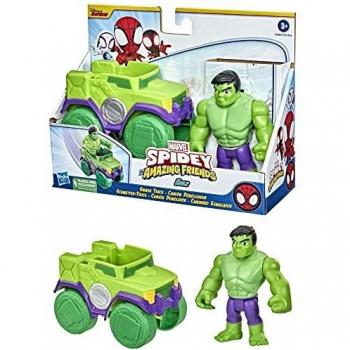 Marvel Spidey and His Amazing Friends Hulk con Camión Demoledor Figura de Juguete para Niños a Partir de 3 Años