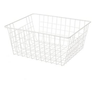 Cesta de metal blanca organizadora con rejilla para cocina o baño minimalista 28x22x12 cm