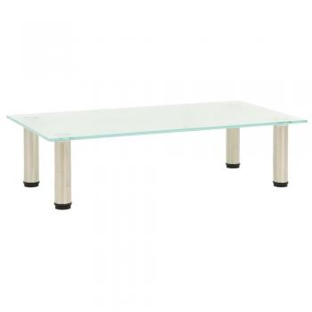 Mueble para TV de vidrio templado 60x35x17 cm - vidaXL, color transparente, dimensiones 60 cm de ancho, 35 cm de profundidad y 17 cm de altura