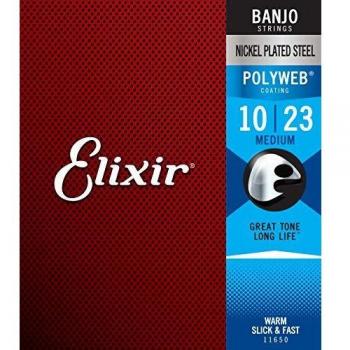 Cuerdas para banjo Elixir® Strings de acero niquelado con recubrimiento POLYWEB®, calibre mediano
