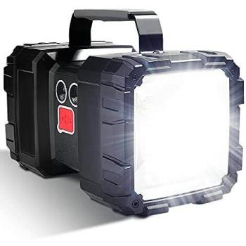 LETOUR Linterna recargable LED, 10000 mAh 1200 lúmenes ultralarga, de alta potencia impermeable para camping 7 modos, luz de búsqueda LED superbrillante con salida USB