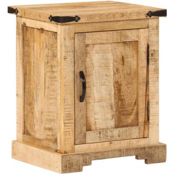 Mesita de noche de madera maciza de mango 40x35x50 cm, color marrón, para habitación, dormitorio, salón o estudio, mesa auxiliar