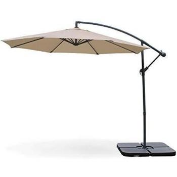 Sombrilla déportée redonda Ø300cm Hardelot Beige con manivela anti-retorno y tela impermeable