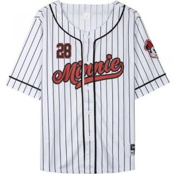 Camiseta de Manga Corta Baseball Minnie, Blanco, L/XL Unisex Adulto