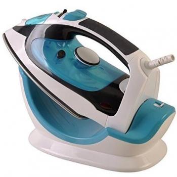 Sogo PLA-SS-6455-B Plancha de vapor inalámbrica y con cable 2 en 1, 2200 W, 0.22 litros, Cerámica, Blanco y Azul