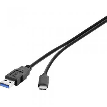 Cable USB 3.2 Gen 1 de 0.50 m, con conector USB-A macho y USB-C macho, libre de halógenos y recubierto en TPE