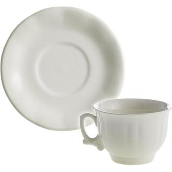 Taza desayuno con plato Aurora Blanco La Cartuja de Sevilla