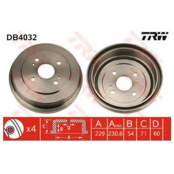 Tambor de freno TRW DB4032 para Toyota Celica II Coupe