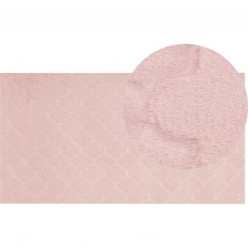 Alfombra de Piel Sintética de Conejo Rosa 80 x 150 cm con Patrón de Trellis Suave y Alta Densidad