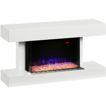 Chimenea Eléctrica HOMCOM 1000W/2000W con Temperatura Ajustable y Temporizador 98x27x54,5 cm Blanco