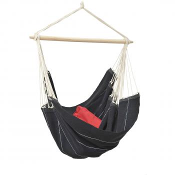 Amazonas Brasil Hanging Hammock Chair - Black, durable cotton fabric, ergonomic design, includes hanging hardware, supports up to 120 kg (265 lbs), suitable for indoor and outdoor use