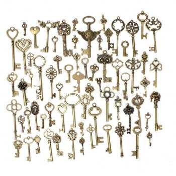 King DO WAY 69pcs Breloque – Llave Aleación de Cinc Estilo Vintage Antiguo Joyas Retro Amuleto Colgante Mano DIY