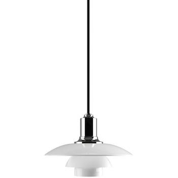 Lámpara colgante Louis Poulsen PH 2/1, cromo brillante, vidrio soplado, E14