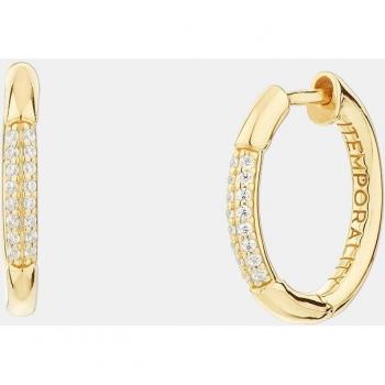 Pendientes Tribeca de Plata Chapada en Oro con Detalle de Pavé Frontal
