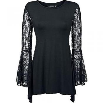 Gothicana by EMP Bat Country Mujer Camiseta Manga Larga Negro 5XL, 95% Viscosa, 5% elastán, Regular