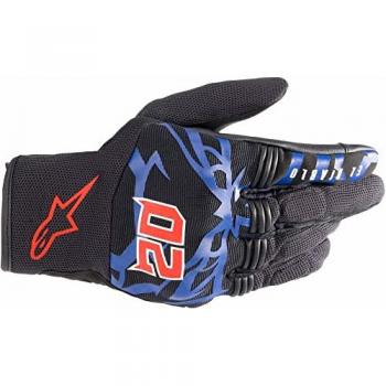 Alpinestars Guantes de Moto FQ20 Copper Negro-Azul-Rojo Brillante, características: diseño ergonómico, protección en nudillos, refuerzos en la palma, material resistente a la abrasión, cierre ajustable en