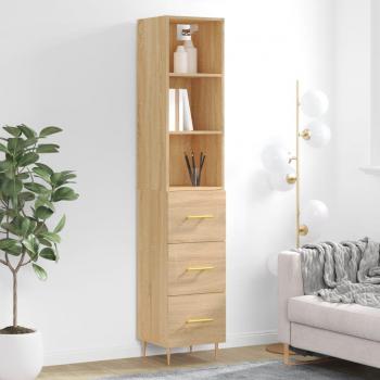 Aparador de madera contrachapada 34,5x34x180 cm con 3 cajones