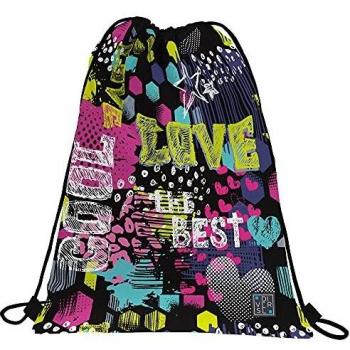 Grafoplas 37610540. Mochila Saco, Colección Diverse, Cool, Cierre Cuerdas, Bolsillo Exterior, 36x47cm