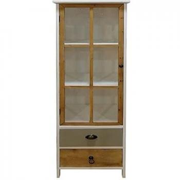 Vitrina de Madera Abeto Blanca con 2 cajones y 1 Puerta de 50x34x160 cm - LOLAhome