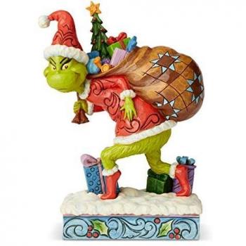Grinch en Punta de pies con el Saco de Regalos, Resina, Multicolor, Talla única