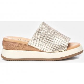 Sandalias de cuña de piel para mujer con cierre de hebilla
