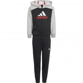 Chándal Adidas Ij6386 para niño en color gris/negro con logo grande, modelo Little Essentials Big Logo Fleece infantil