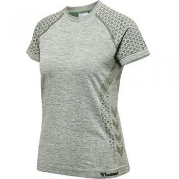 Hummel CI Women's Seamless Short Sleeve T-Shirt - Grey and Lily Pad Melange
