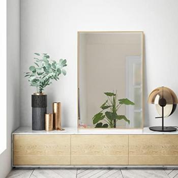 Espejo de Pared Rectangular Novoli con Ganchos 72 x 52 cm - Dorado
